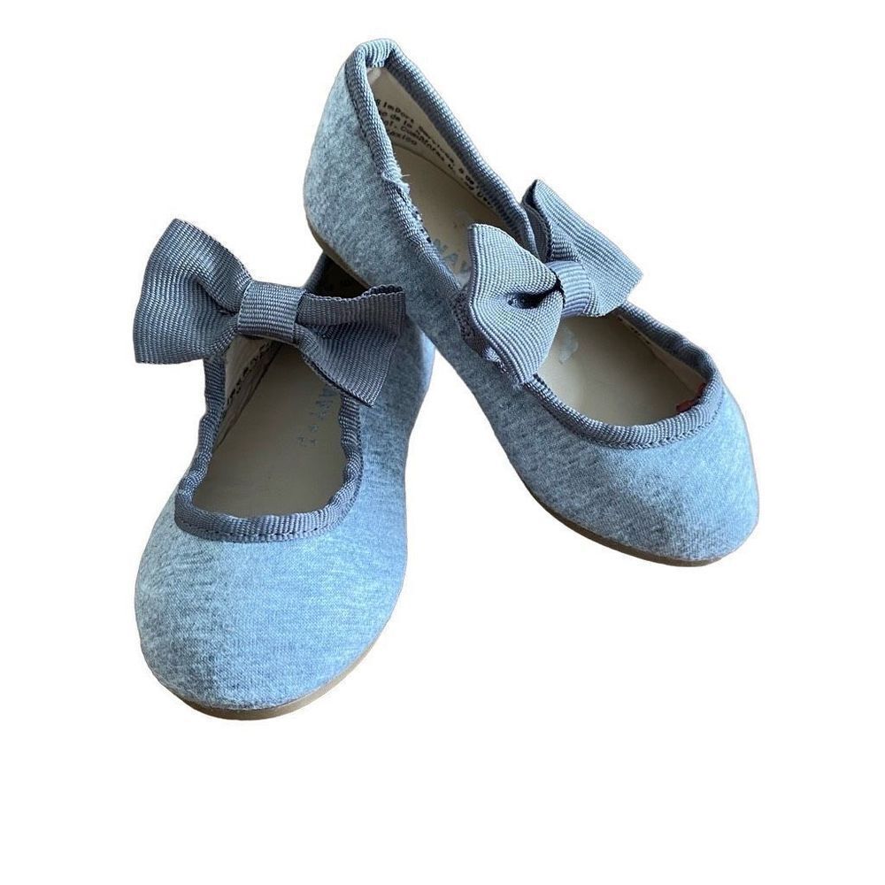 Old Navy Gray Fabric Ballet Slip On Bow  Top Shoe Toddler Size 5
